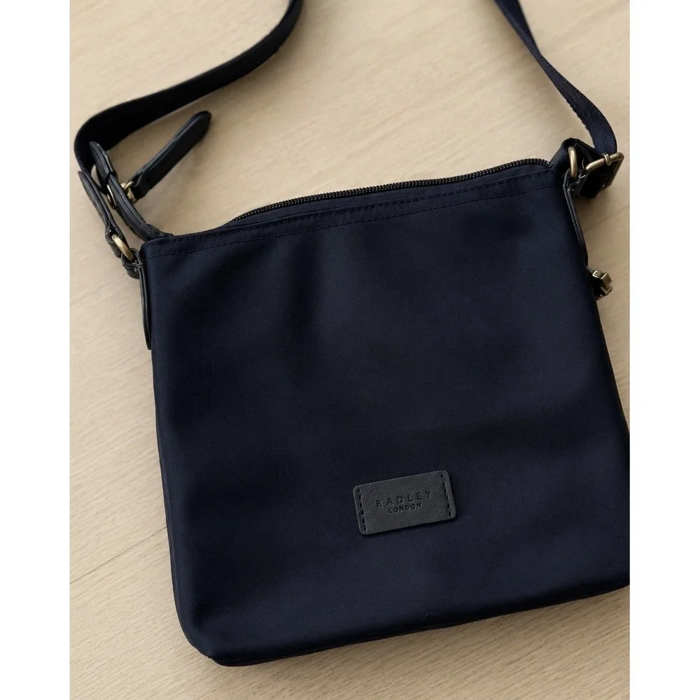 RADLEY LONDON Women's Navy Blue Nylon Crossbody Bag Pocket Purse Zip Top